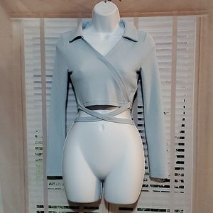 H&M Divided faux wrap ribbed top